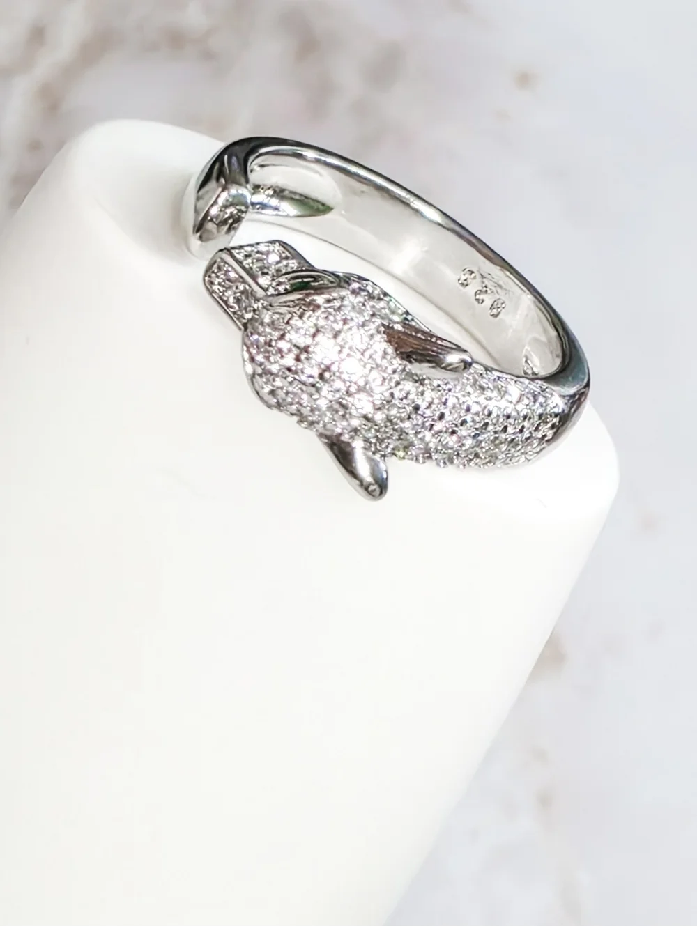 Luxury Inspired Panther Ring 925 Sterling Silver Cubic Zirconia Statement Piece